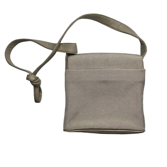 Nine West Crossbody Bag Purse Tan Beige Small Snap Front Textured - Picture 2 of 9